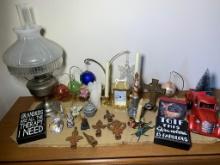 Glass Christmas Ornaments, Candle Holders, Signage, Oil Lamp & More