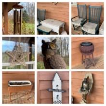 Rocking Chairs, Drop Leaf Table. Country Primitive Decorative Items, Planters