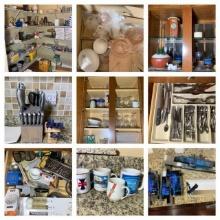 Kitchen and Kitchen Pantry Contents Lot - Pottery, Mikasa China,