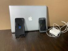 Apple MacBook Pro and Two Samsung Phones
