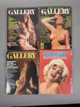 4 Vintage Gallery Adult Magazines 1974-1976
