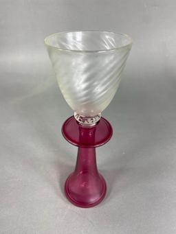 Vintage Art Glass Goblet Unusual Italian Signed