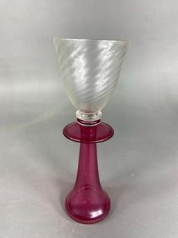 Vintage Art Glass Goblet Unusual Italian Signed