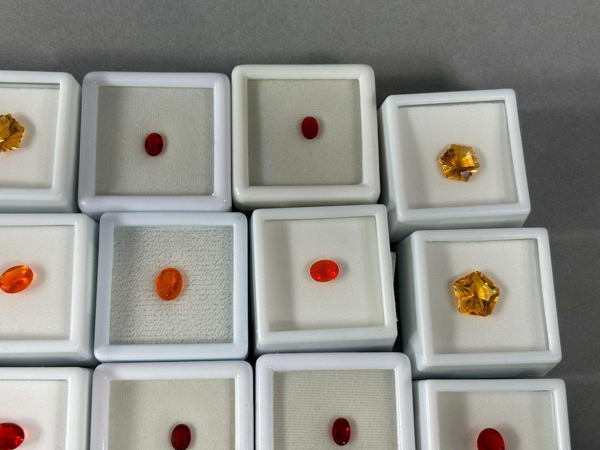 Group Lot of 18 Cut Gemstones Citrine, Fire Opal, Cherry Opal etc