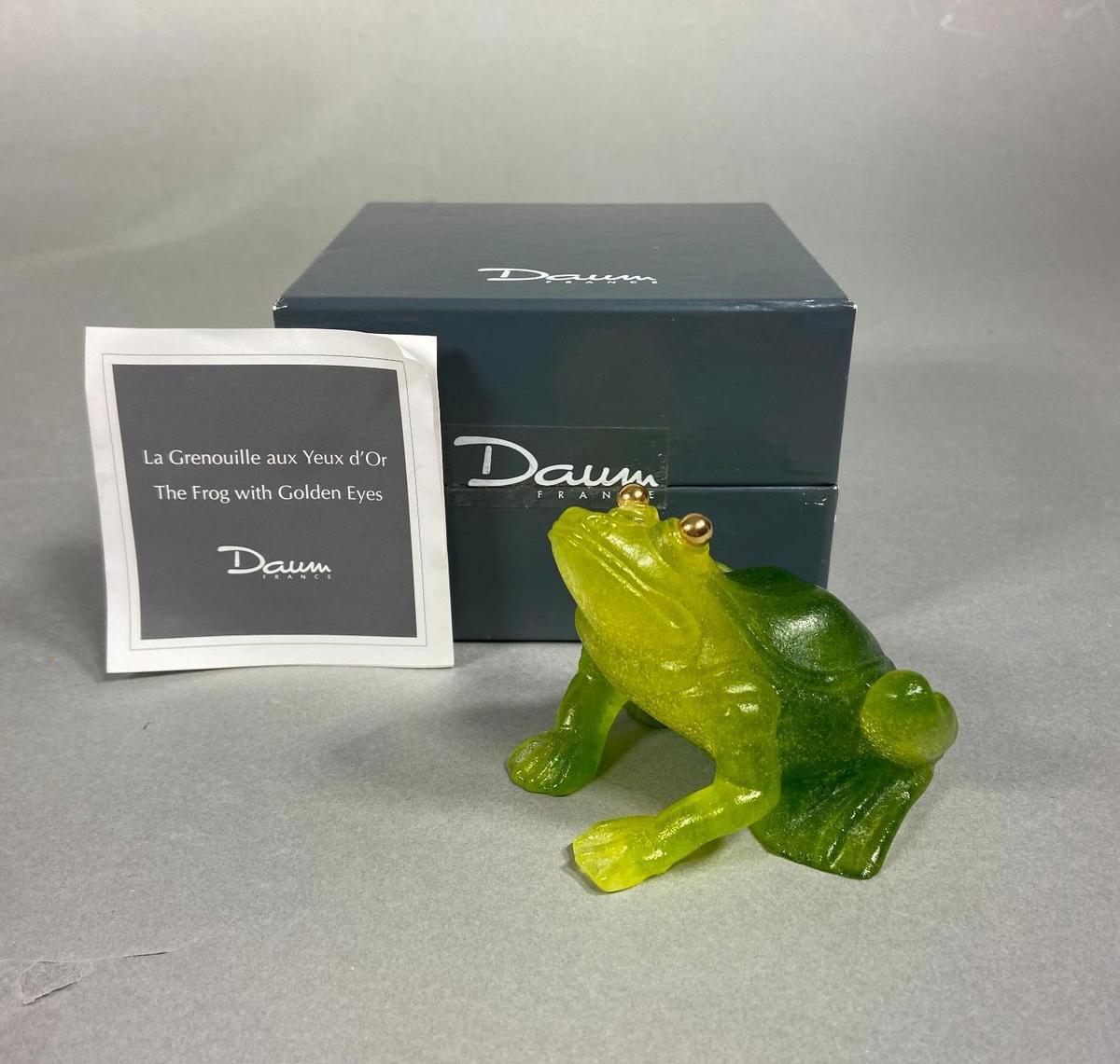 Vintage Daum France Glass Frog in Box