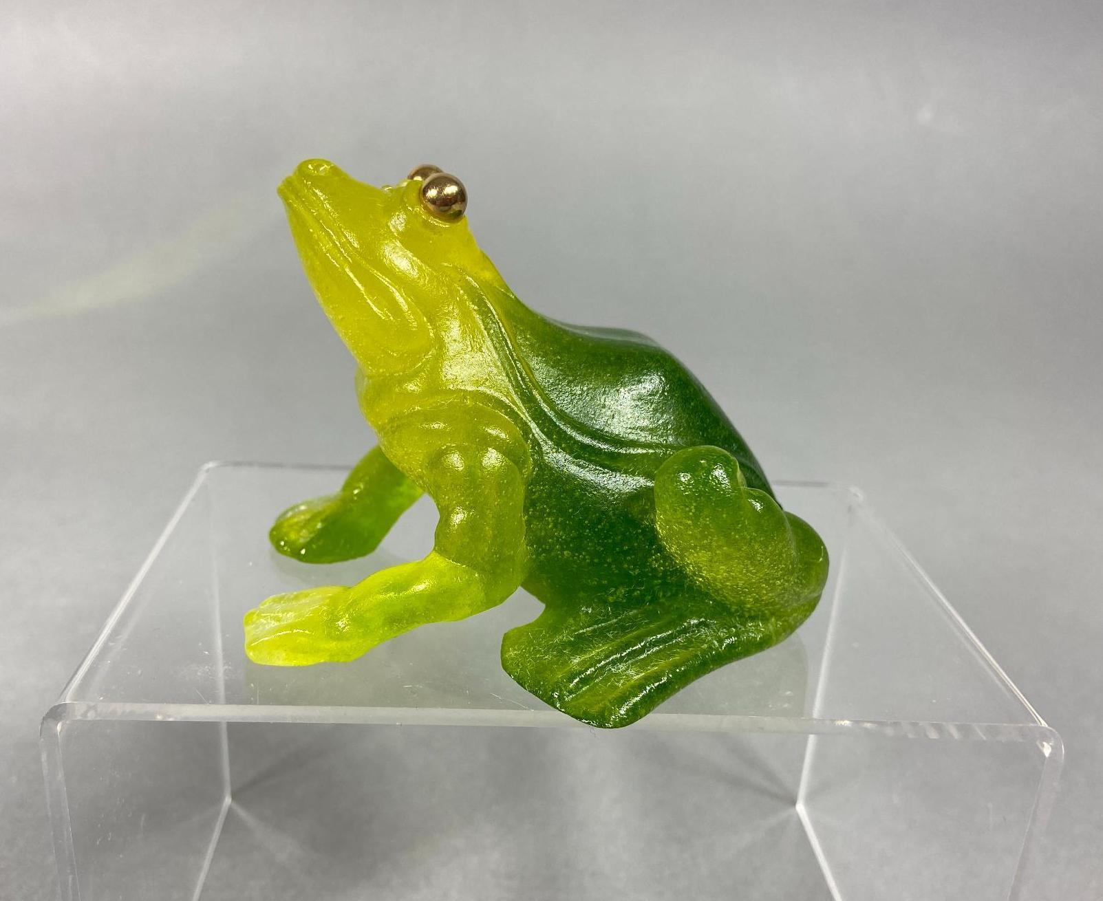 Vintage Daum France Glass Frog in Box