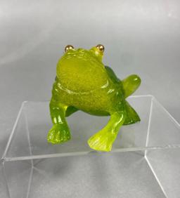 Vintage Daum France Glass Frog in Box