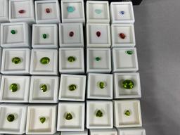 Large Lot of 41 Gemstones Faceted Peridot, Opal, Tanzanite, Labradorite & More