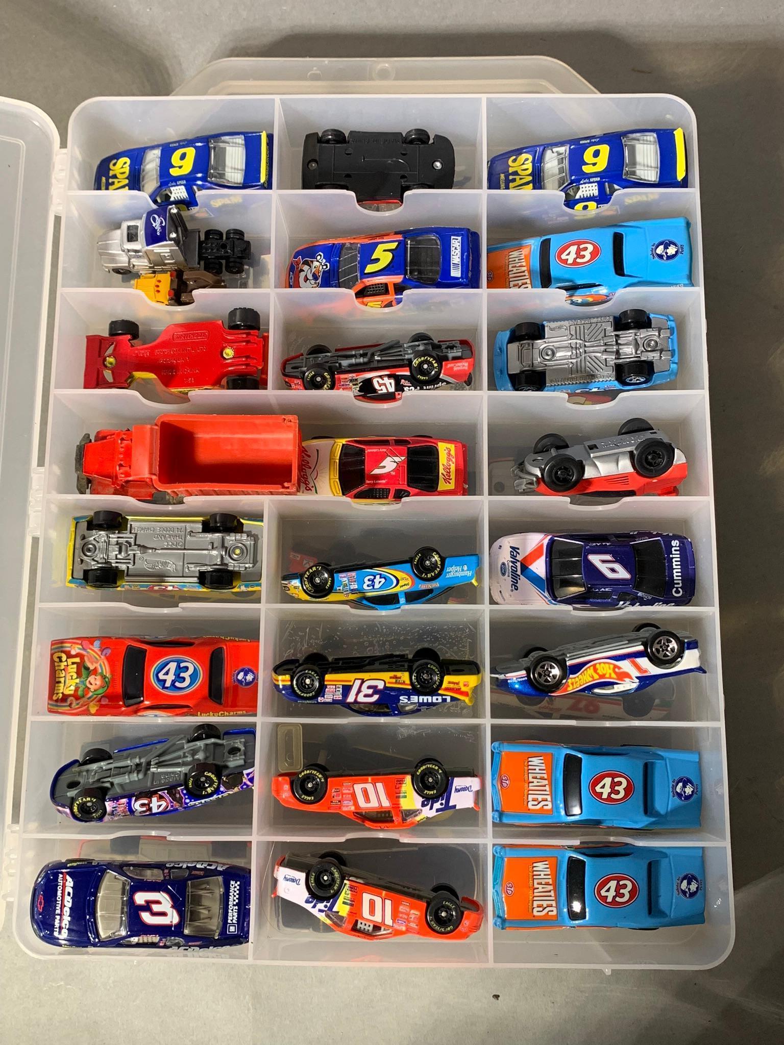 Three Double Sided Plastic Organizers Full of Collectible Cars