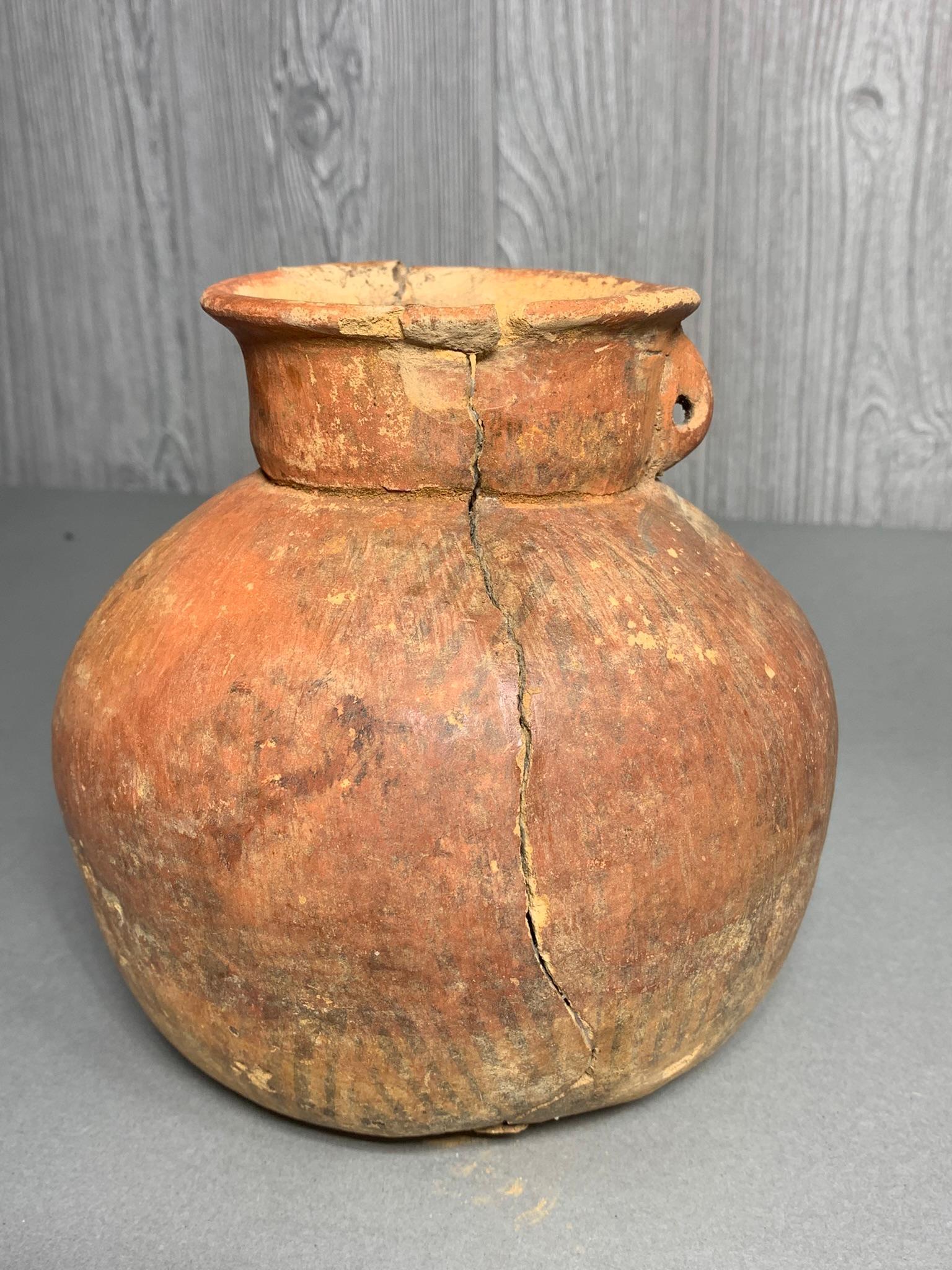 Pre Columbian Pottery Vessel Columbia with Face on Rim