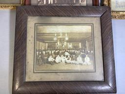 Group of Vintage Photographs, Vintage Birth Certificate and Framed Art