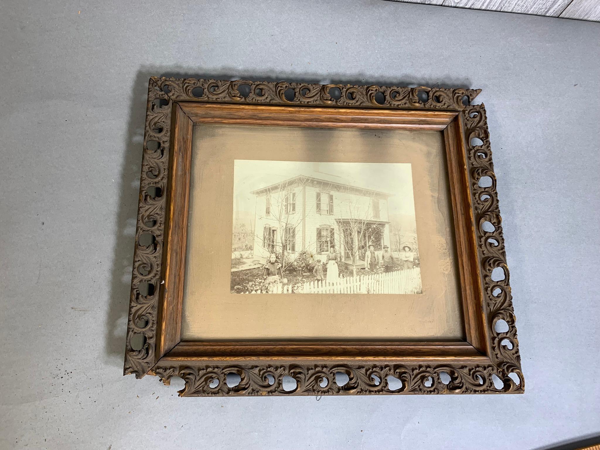 Group of Vintage Photographs, Vintage Birth Certificate and Framed Art