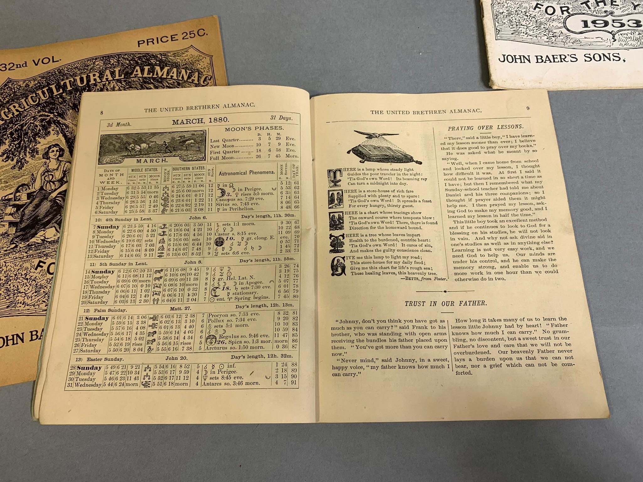 Early Antique Agricultural Almanacs From Lancaster, PA