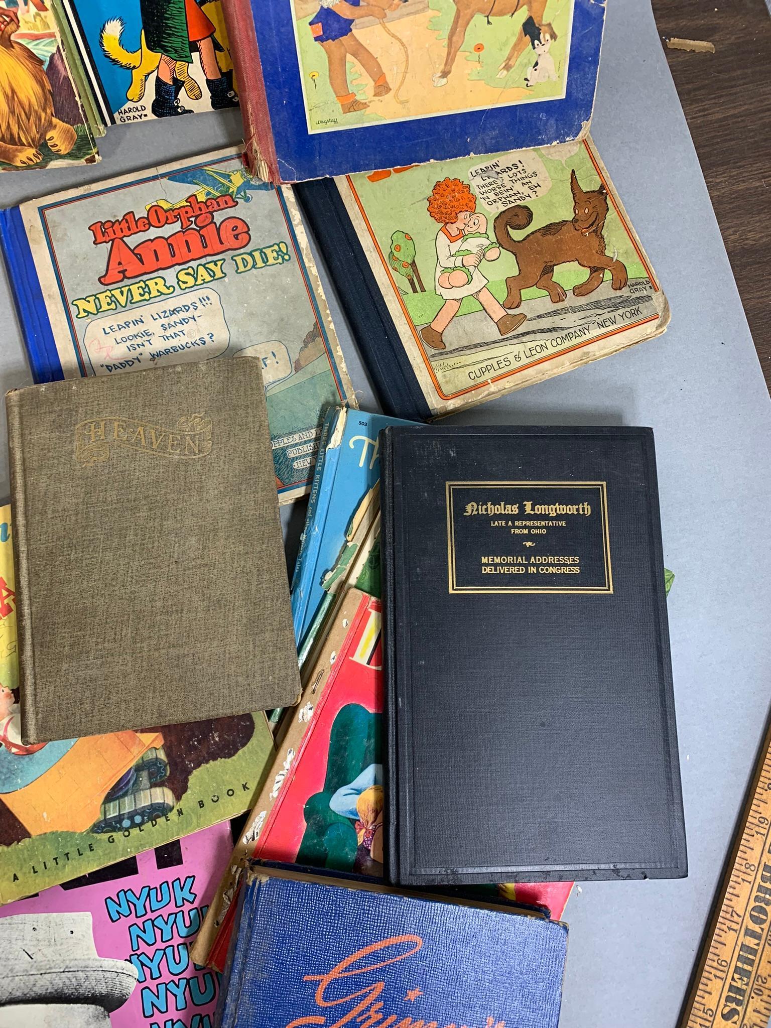 Group Lot Vintage, Antique Books including Charlie McCarthy, Little Golden