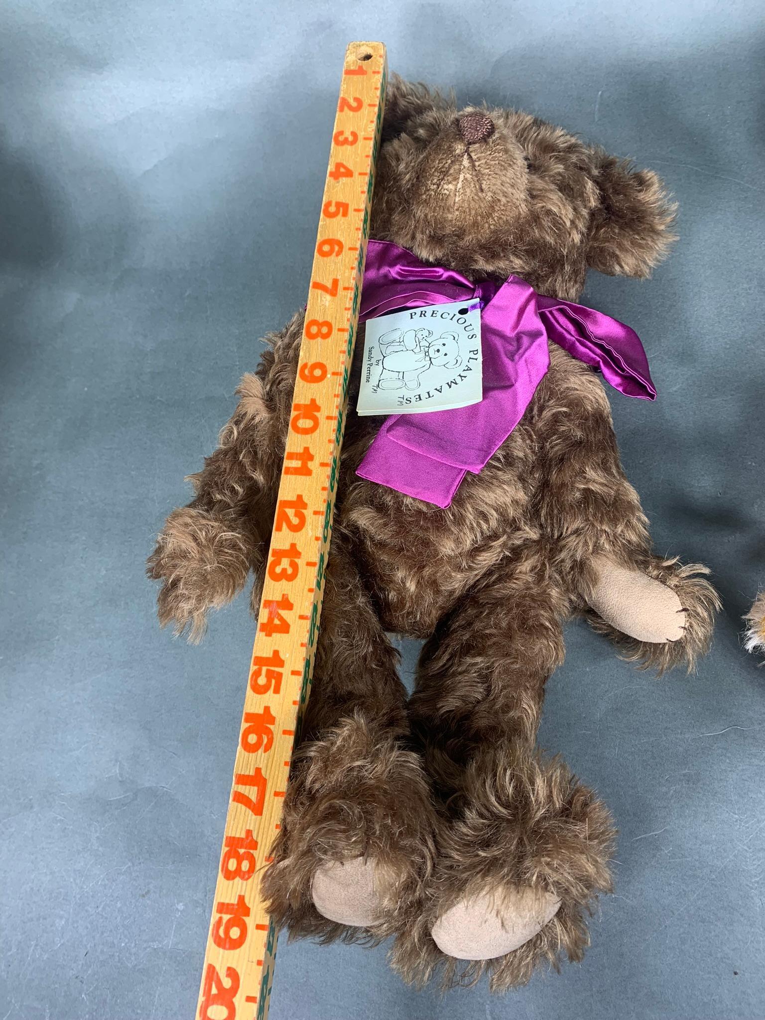 2 Vintage Stuffed Teddy Bears - Precious Playmates by Sandy Perrine & Bears Sew Special By Martha