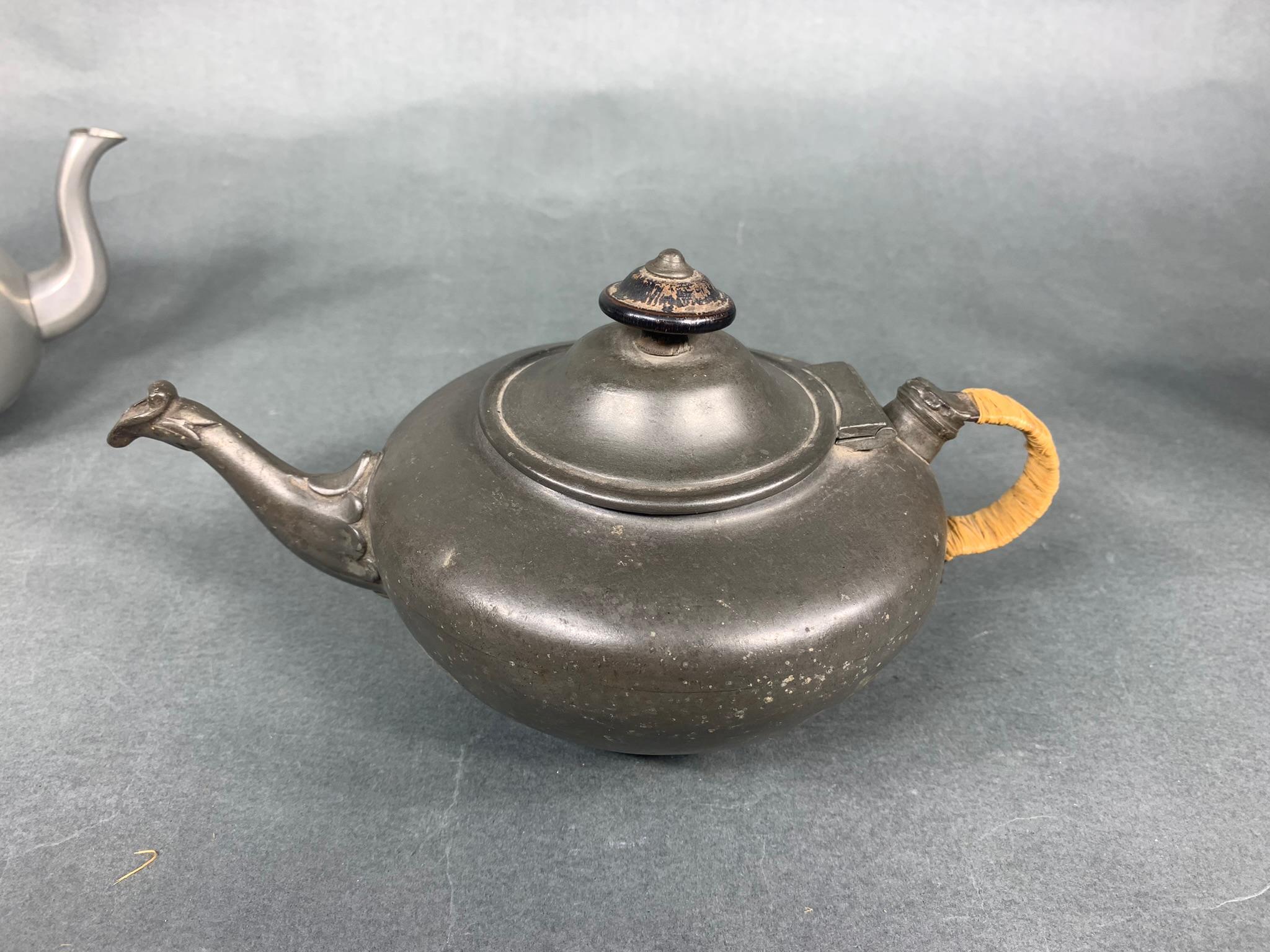 Group of Antique Pewter Tea Pots
