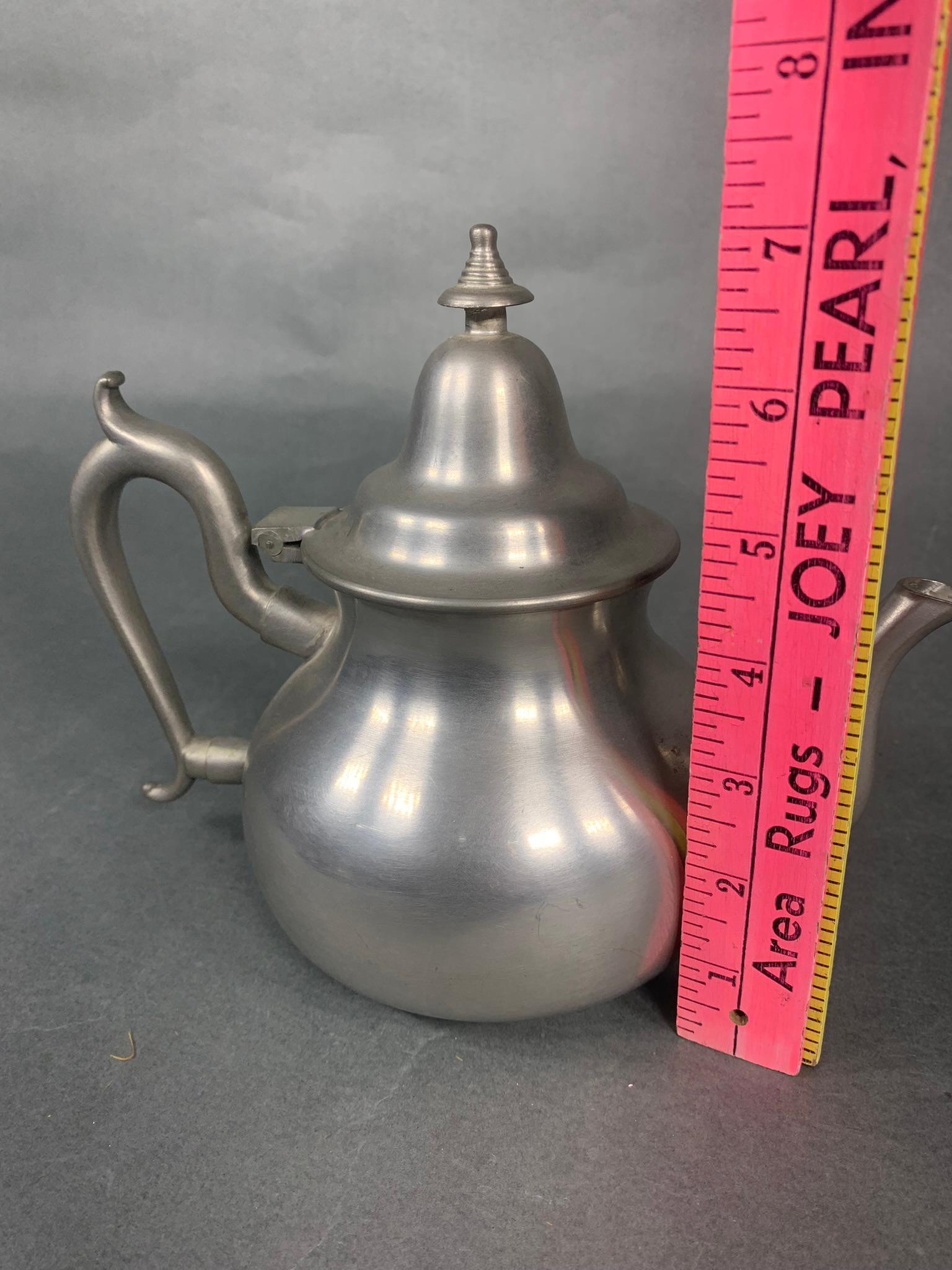 Group of Antique Pewter Tea Pots