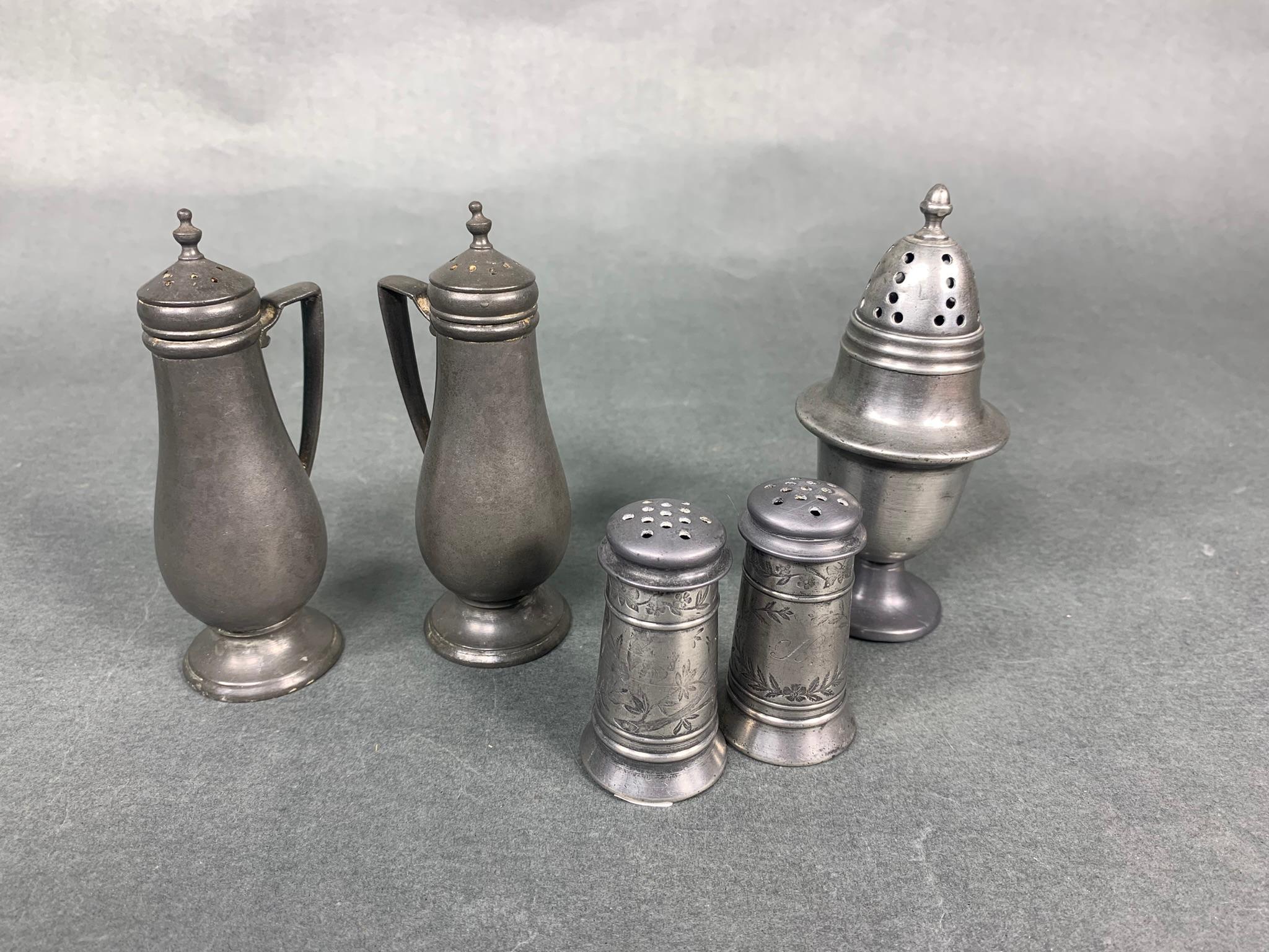 Group of Antique Pewter Salt & Pepper Shakers