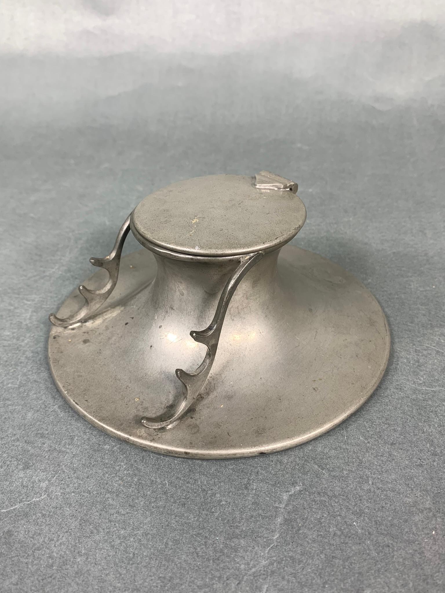 Antique Pewter Inkwell