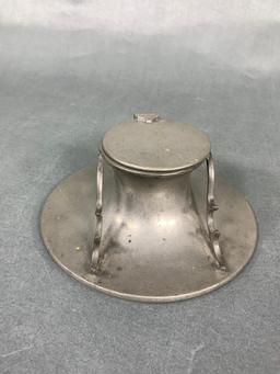 Antique Pewter Inkwell