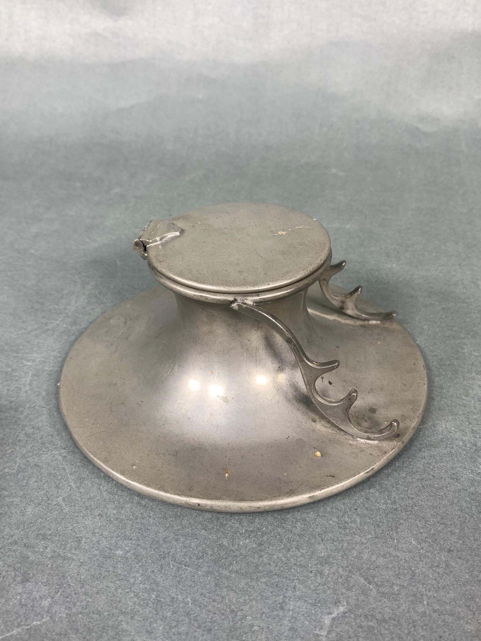 Antique Pewter Inkwell