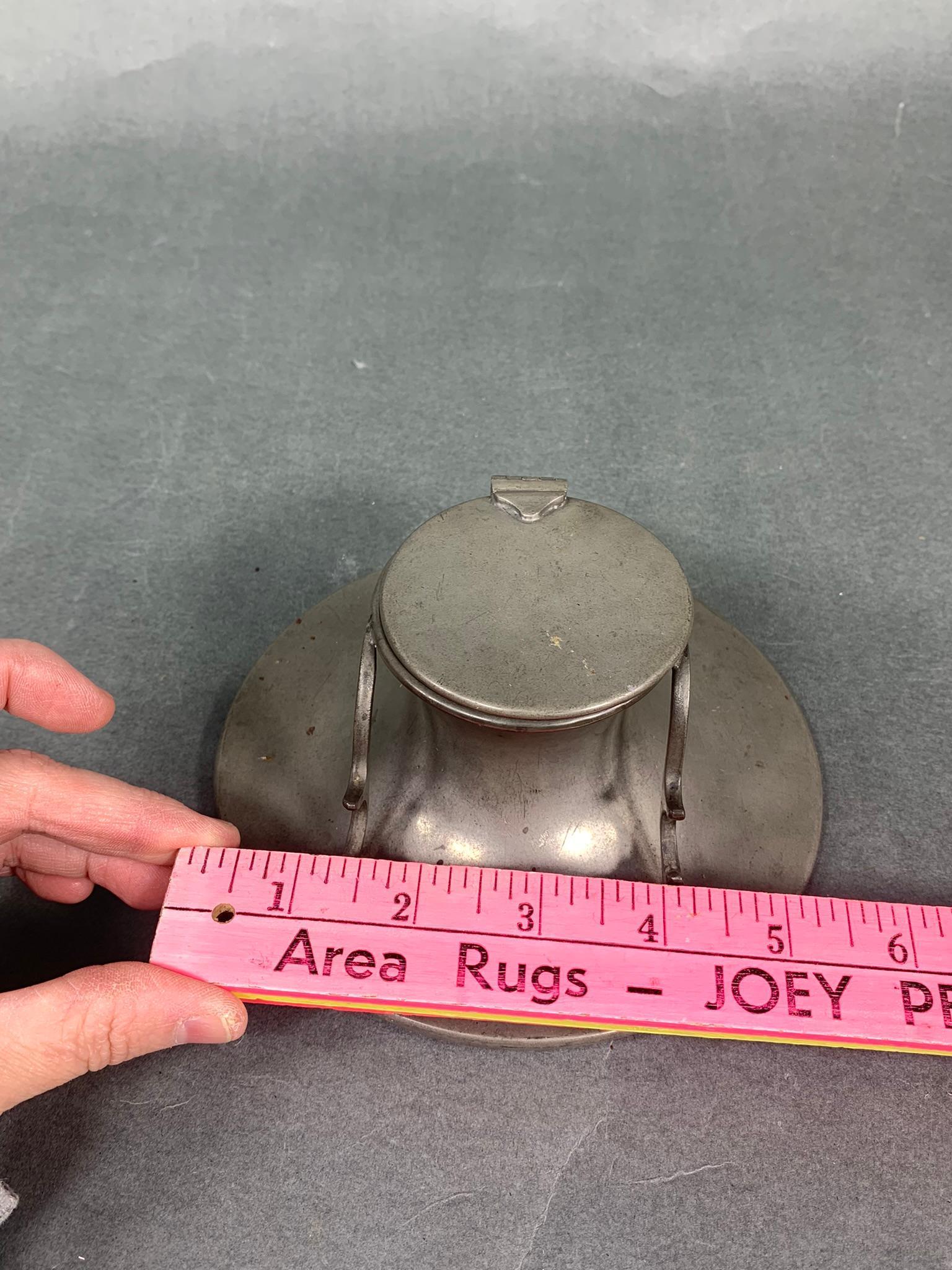 Antique Pewter Inkwell