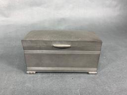 Antique Jennings Bros Windsor Pewter Hinged Lid Box with Bakelite Interior