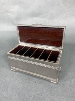 Antique Jennings Bros Windsor Pewter Hinged Lid Box with Bakelite Interior