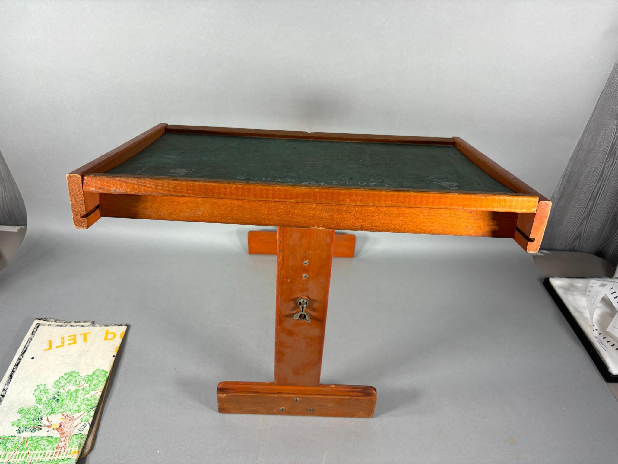 Vintage School Desk, Small Black Board, Show and Tell