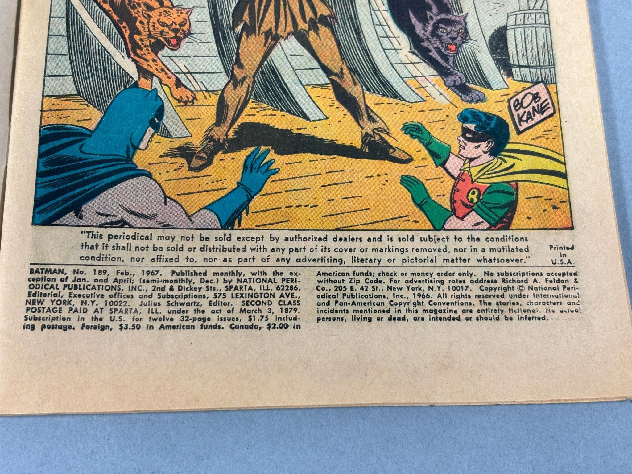 Batman 12 cent Comic Book 1st Appearance Scarecrow #189