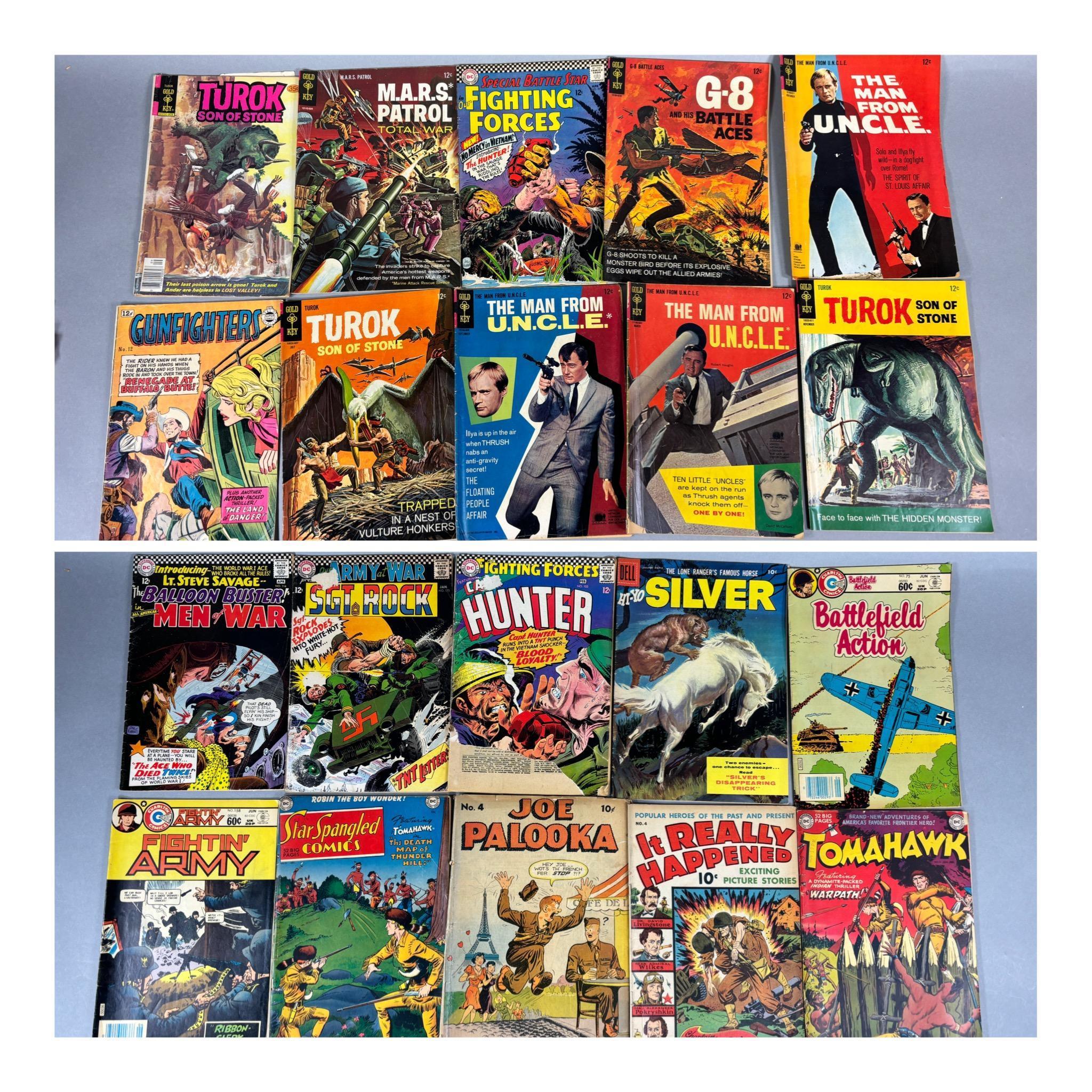 20 Comic Books, 10 cent, 12 cent, 35 cent, 60 cent - Adventure, Military, UNCLE etc