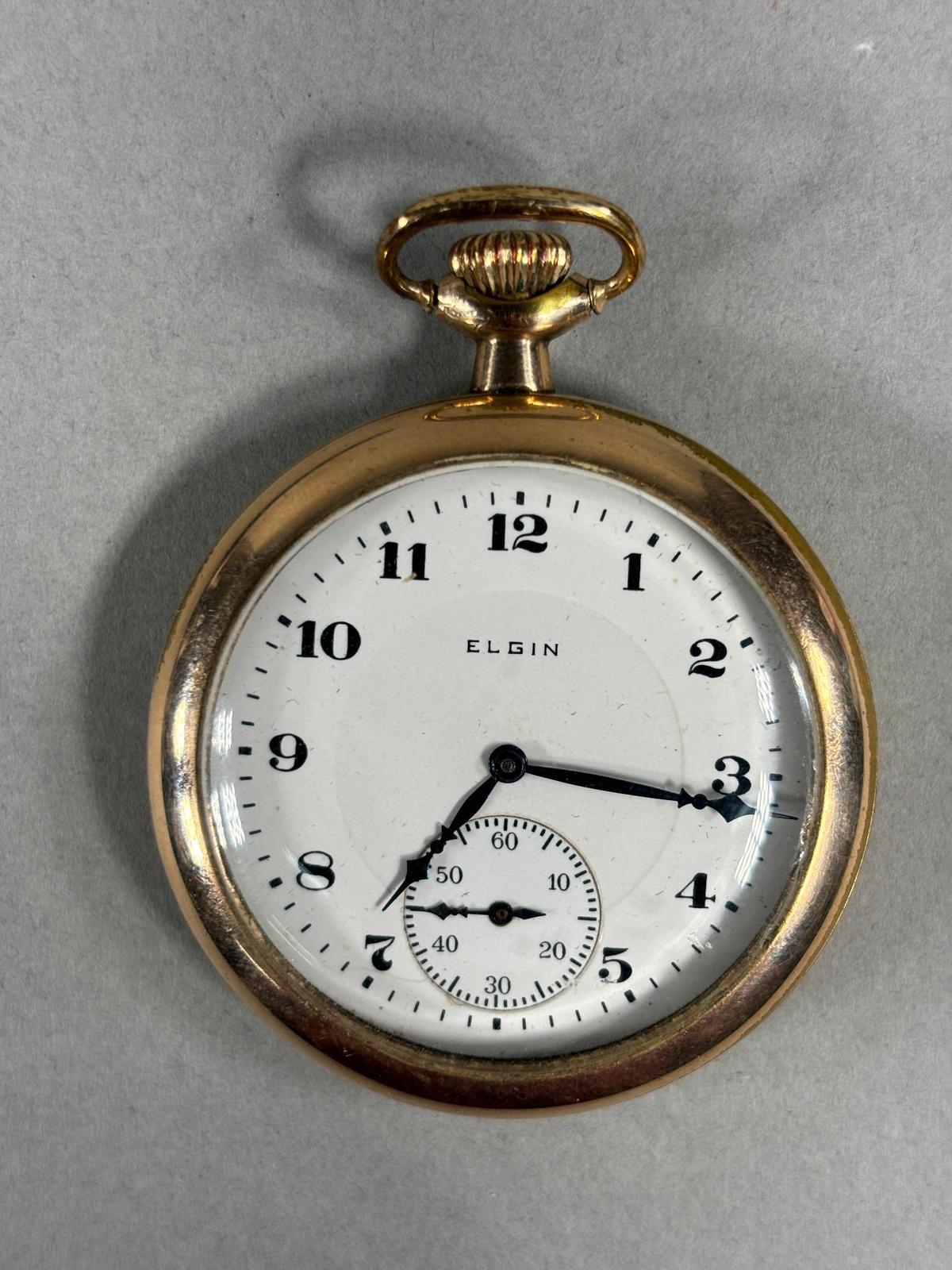 Elgin Gold Filled Pocket Watch 12 size 17 Jewels Runs