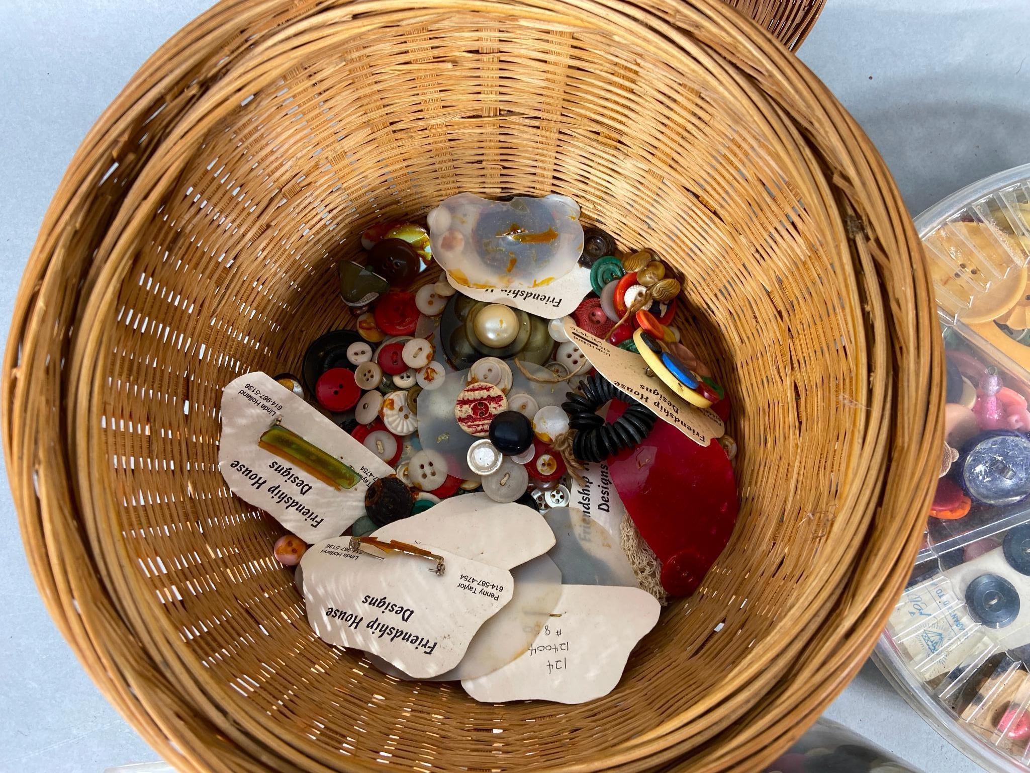 Lot of Buttons for Sewing and Vintage Weaving Loom