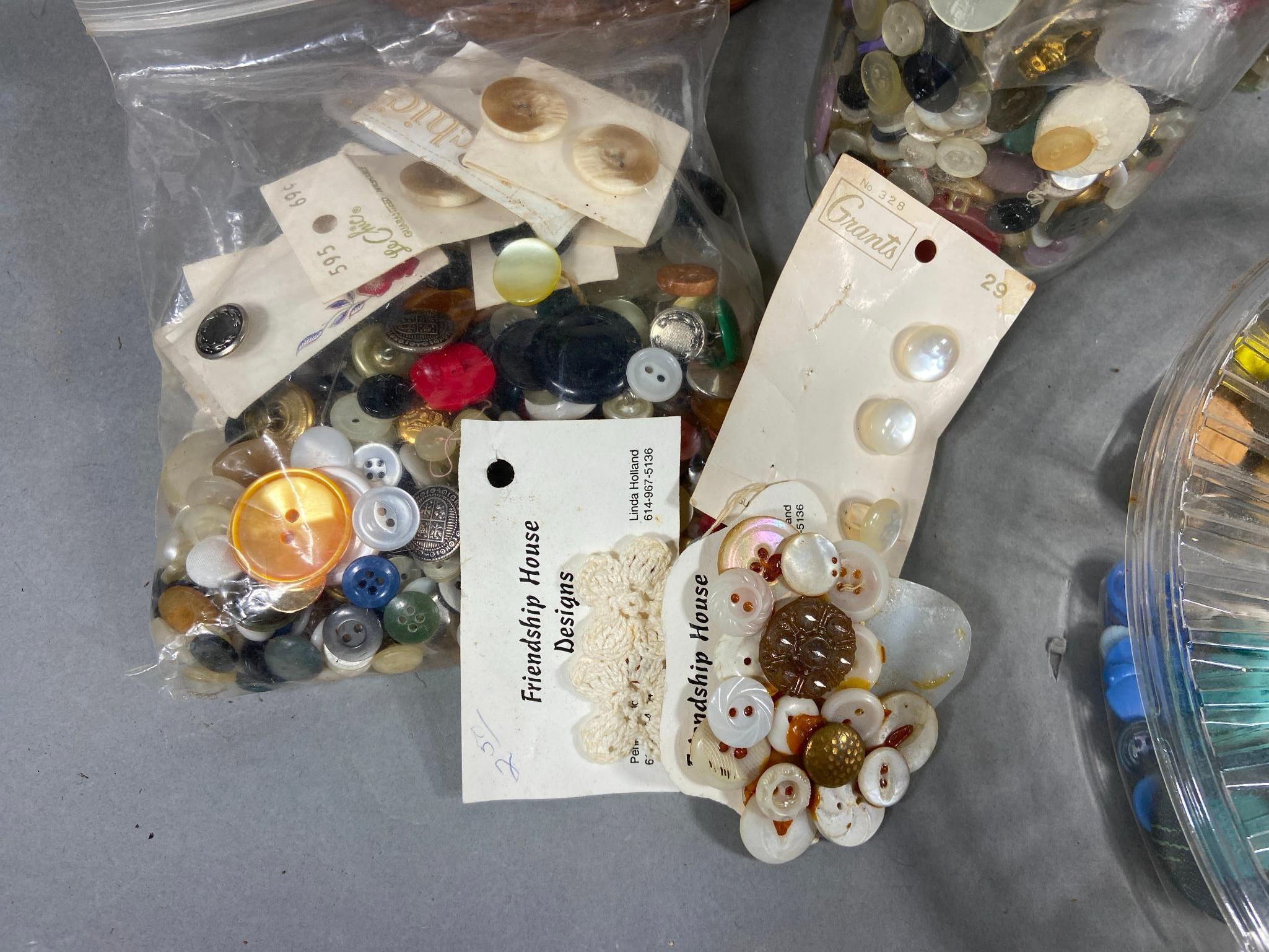 Lot of Buttons for Sewing and Vintage Weaving Loom