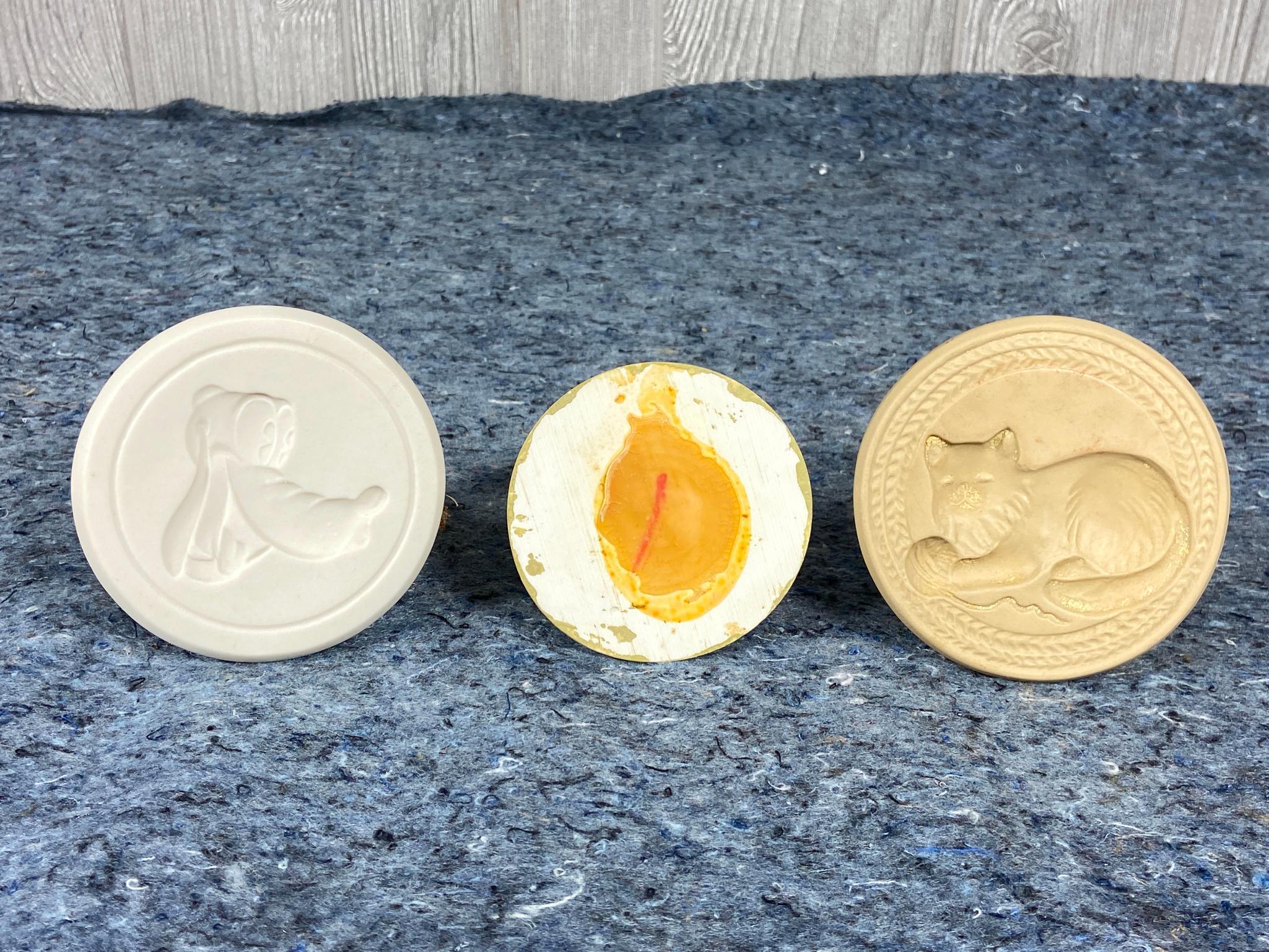 7 Vintage Cookie Molds including Cats, Mickey Mouse & Pluto, Santa, Shooting Star, and More