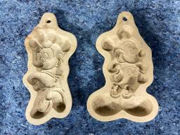 7 Vintage Cookie Molds including Mickey Mouse, Minnie Mouse, Donald Duck, Ohio State, and More