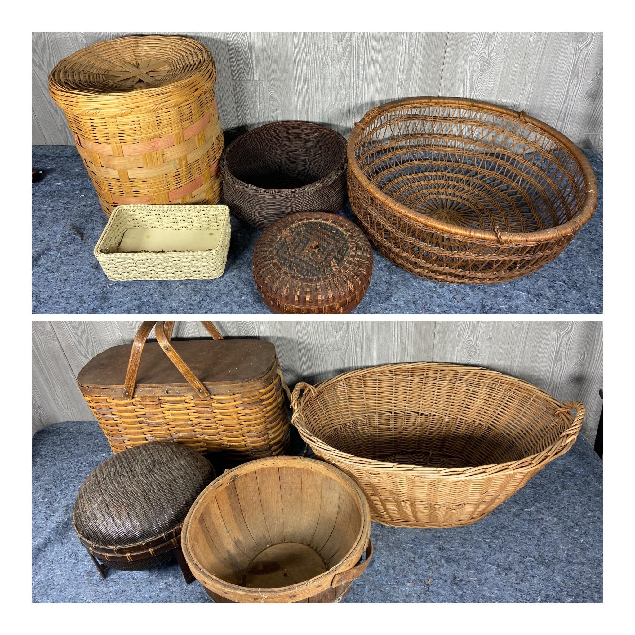 9 Vintage Wicker Baskets