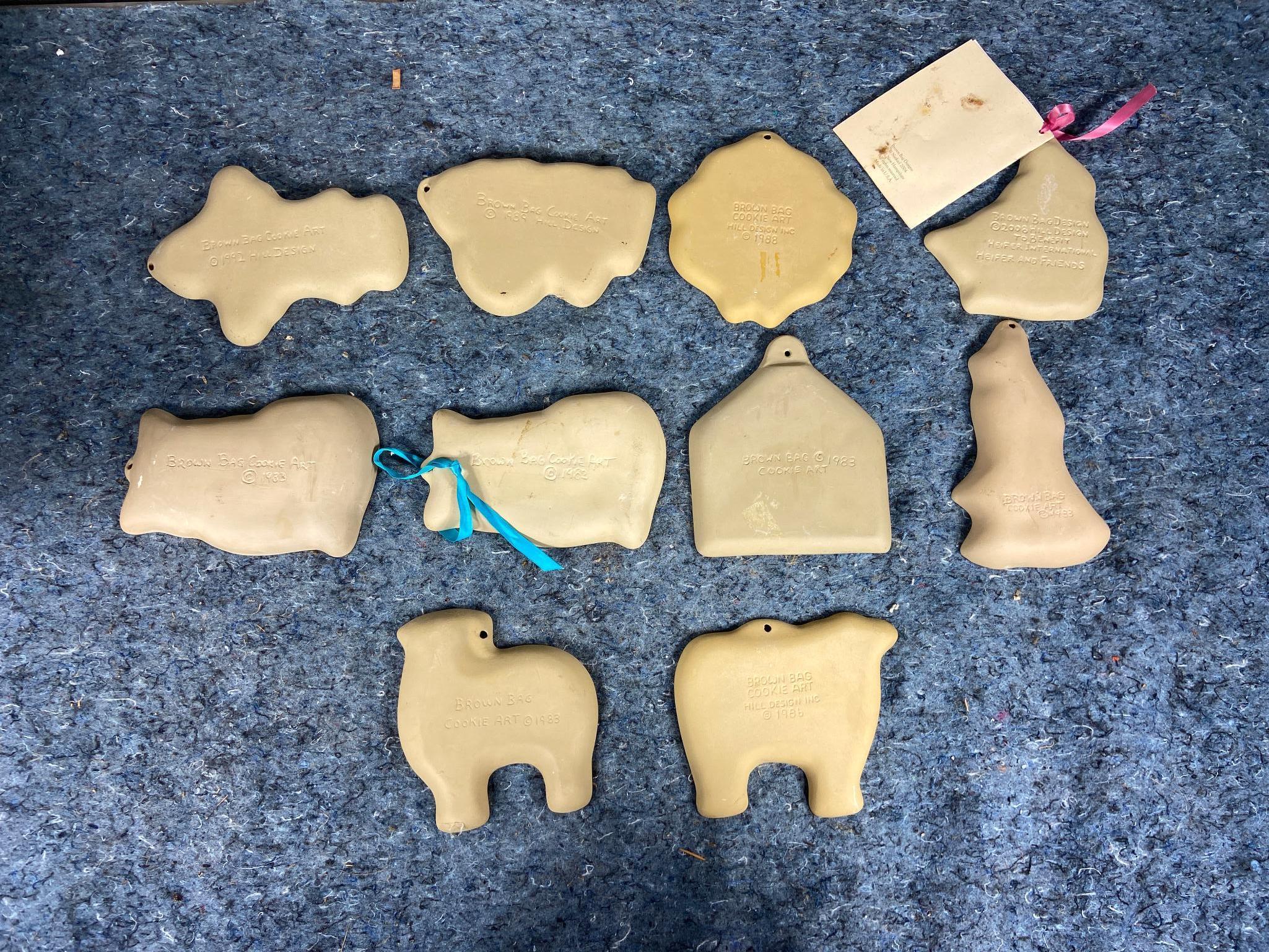 10 Vintage Cookie Molds including Sheep, Cow, Cat and More