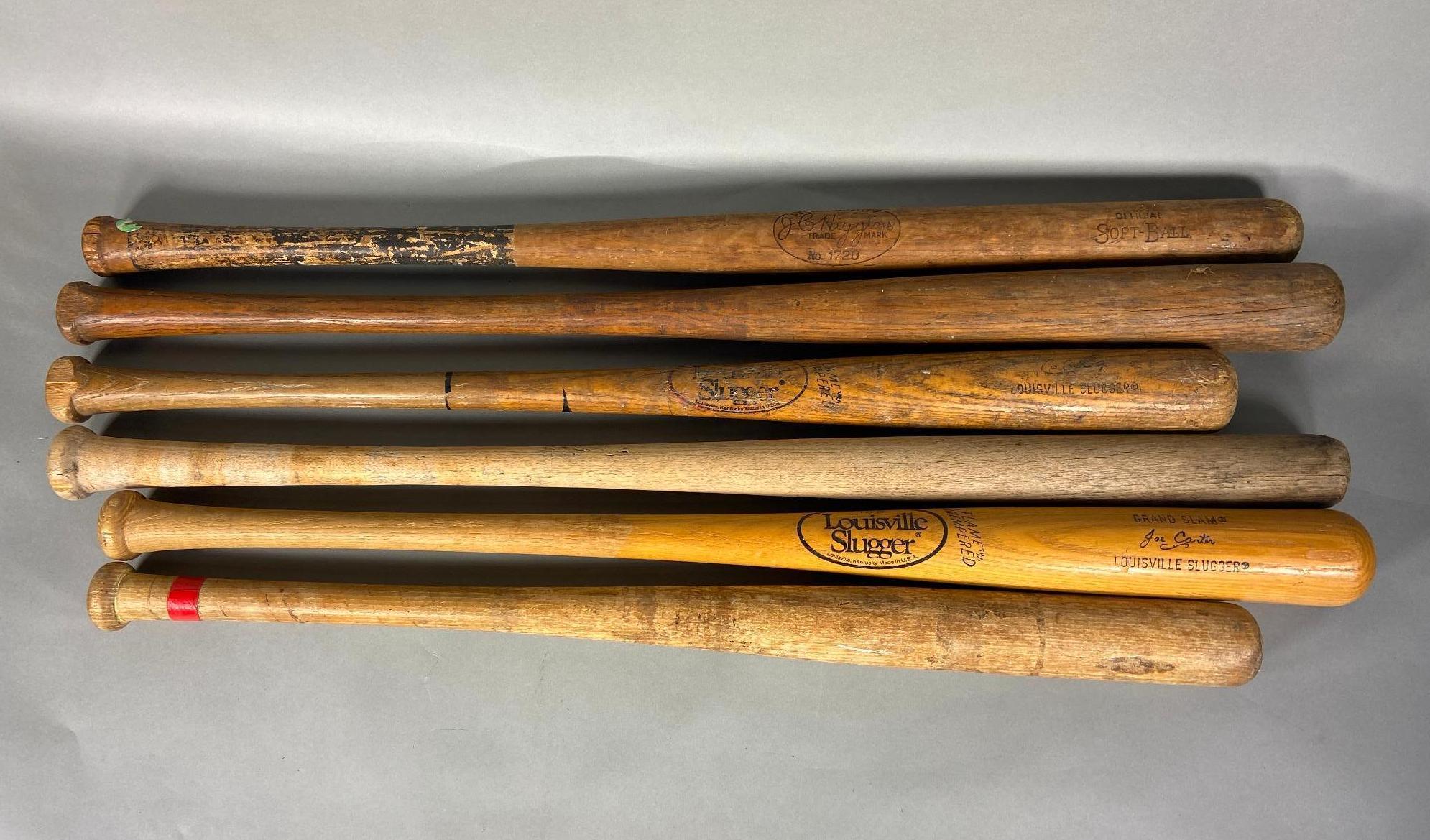 6 Vintage Baseball Bats including Louisville Slugger and More