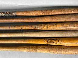 6 Vintage Baseball Bats including Louisville Slugger and More