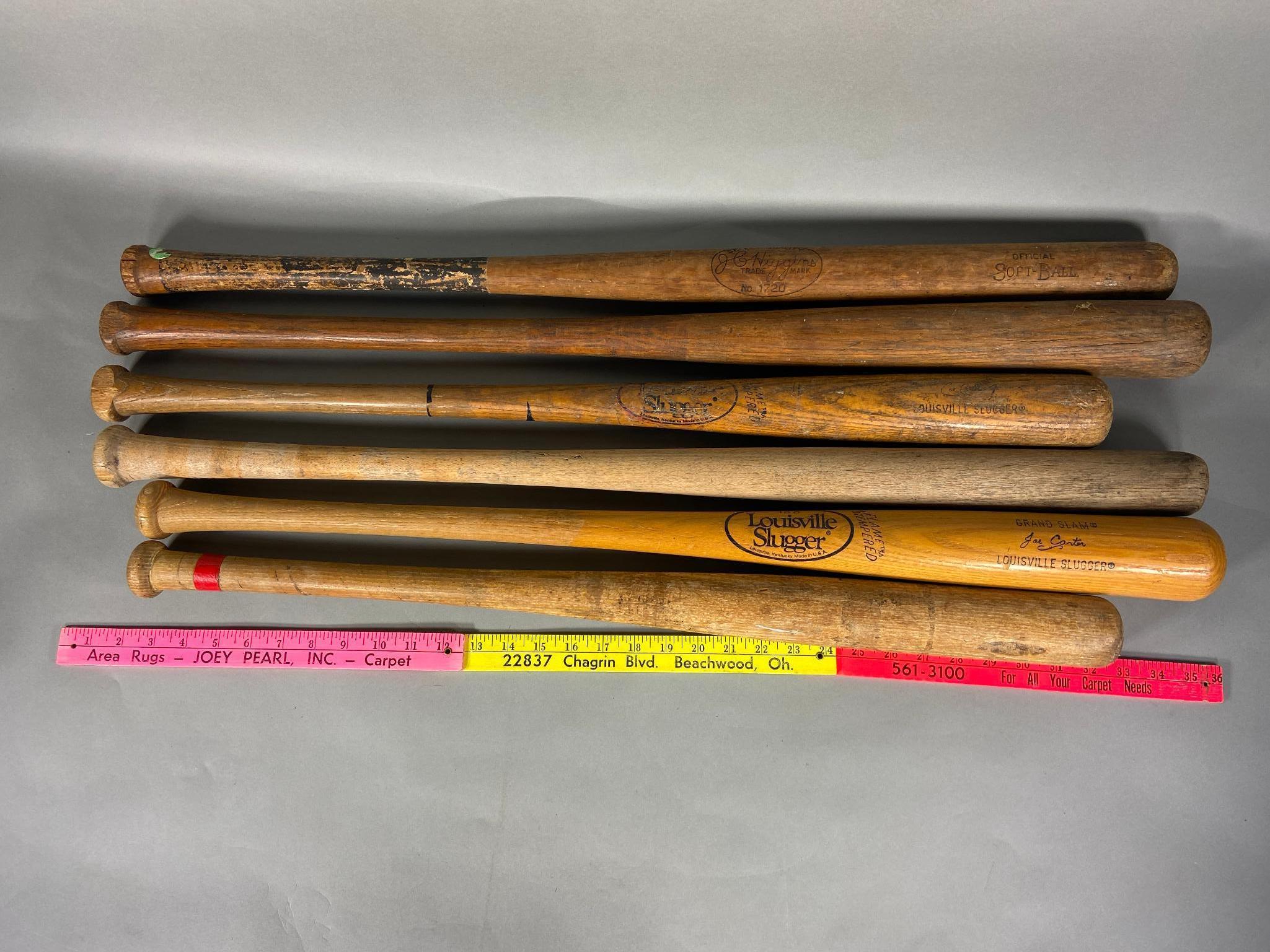 6 Vintage Baseball Bats including Louisville Slugger and More
