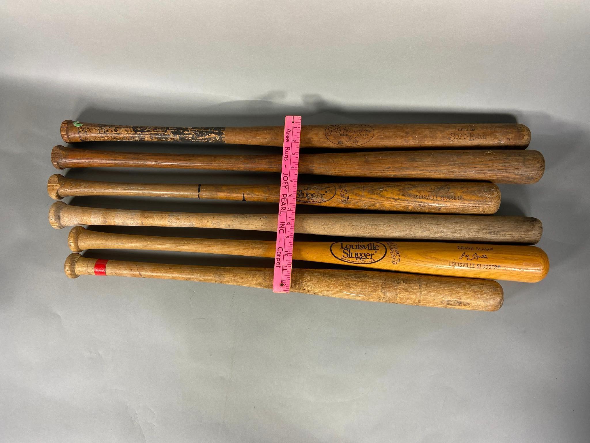 6 Vintage Baseball Bats including Louisville Slugger and More