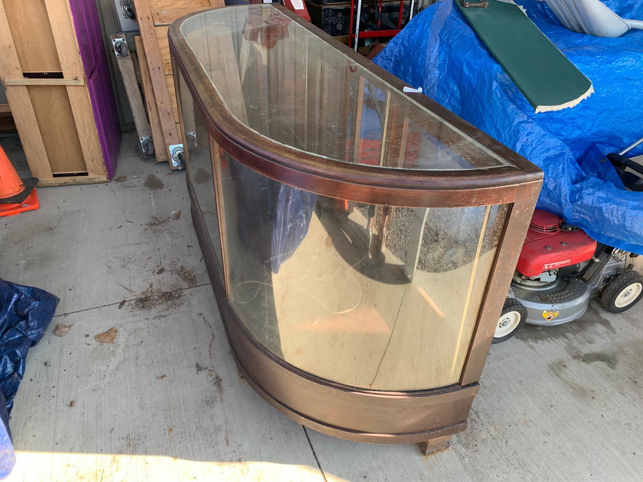 Antique Curved Glass Display Cabinet