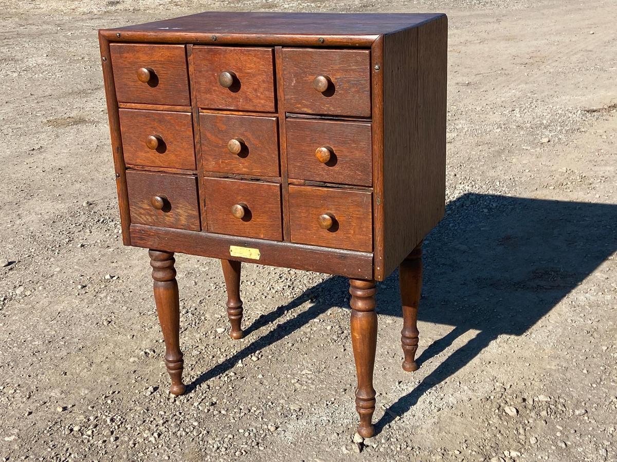 Unusual Antique Nine Drawer Medical Cabinet or Chest