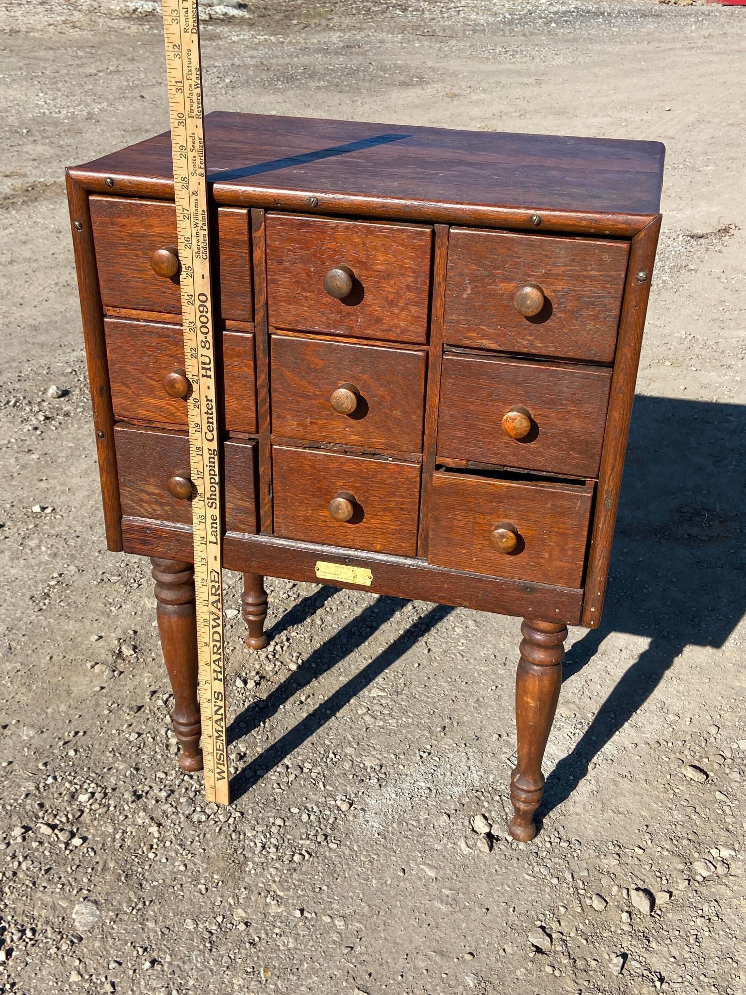 Unusual Antique Nine Drawer Medical Cabinet or Chest