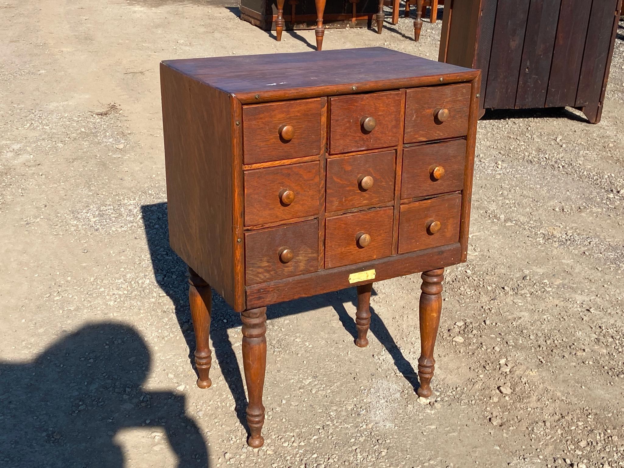 Unusual Antique Nine Drawer Medical Cabinet or Chest