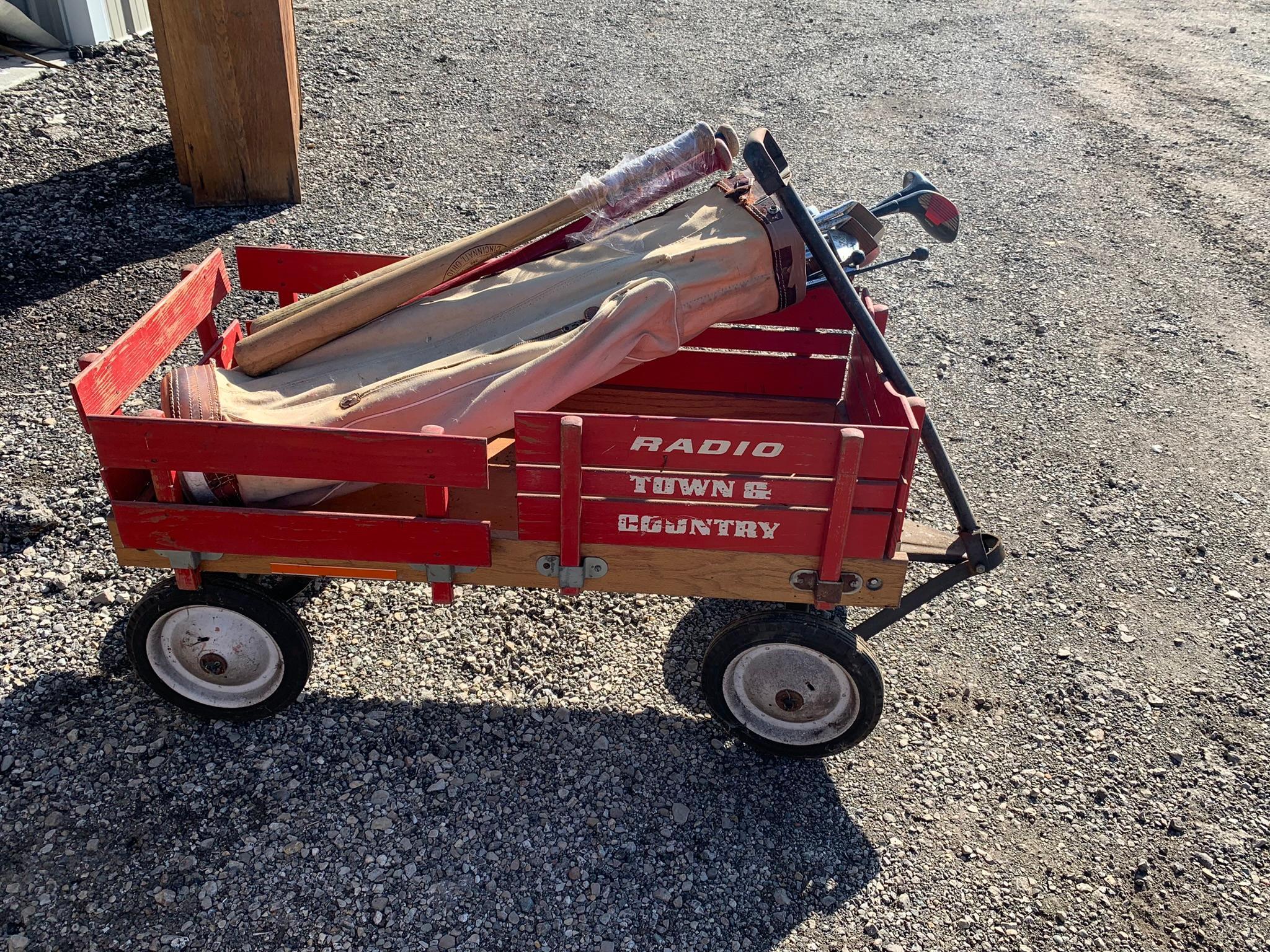 Vintage Wagon, Antique Golf Clubs, Vintage Baseball Bats Reds