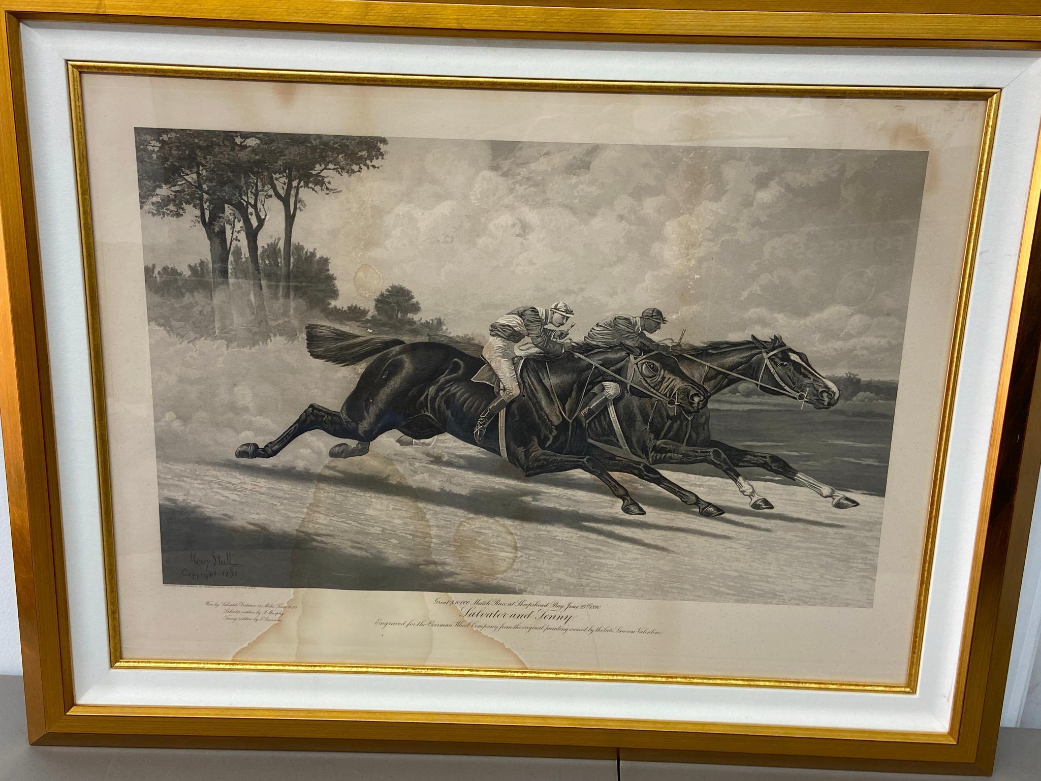 Jockey's Horse Racing Antique Print + Western Shootout Painting