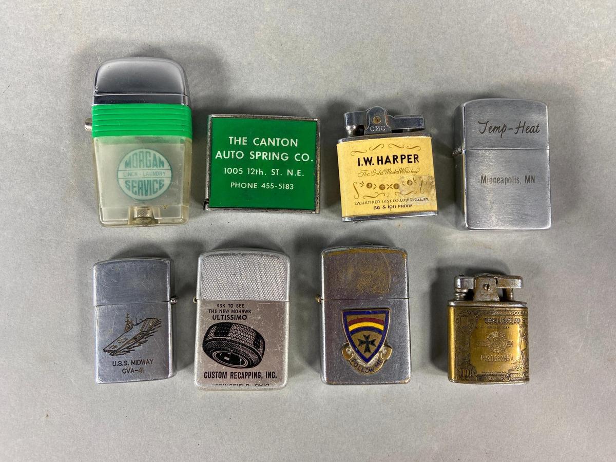 8 Vintage Lighters including Vulcan, Park and More