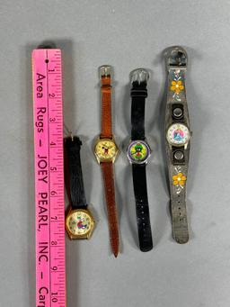 4 Vintage Watches including Mickey Mouse, Goofy, Cinderella, and Marvin The Martian